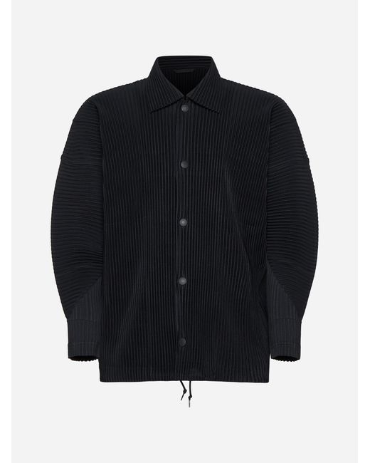 Homme Plissé Issey Miyake Blue Pleated Fabric Shirt for men