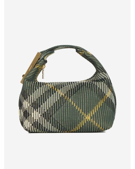 Burberry Green Peg Check Fabric Mini Bag