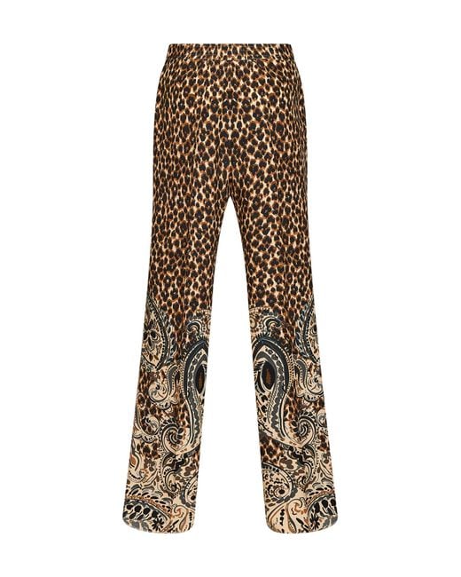 Etro Natural Silk Crêpe De Chine Printed Trousers