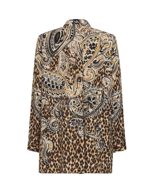 Etro White Printed Silk Long Shirt