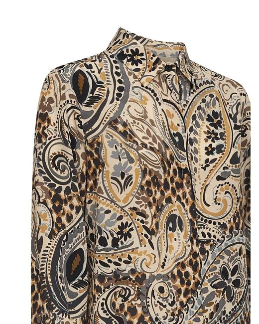 Etro White Printed Silk Long Shirt