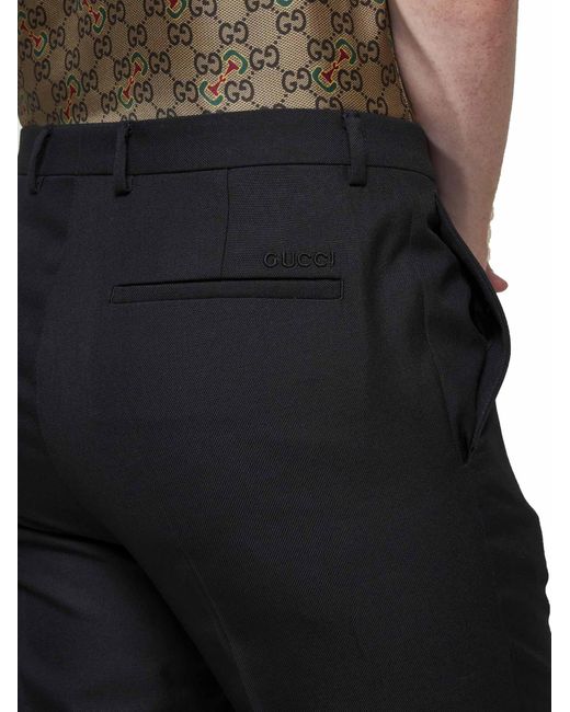 Gucci Blue Wool-Blend Trousers for men
