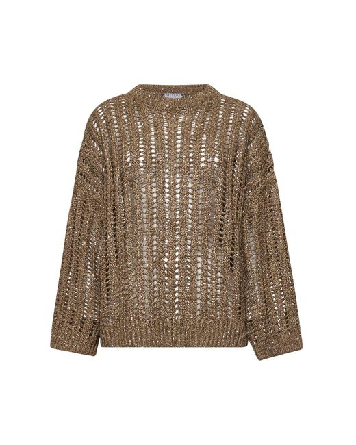 Brunello Cucinelli Natural Rustic Dazzling Net Sweater