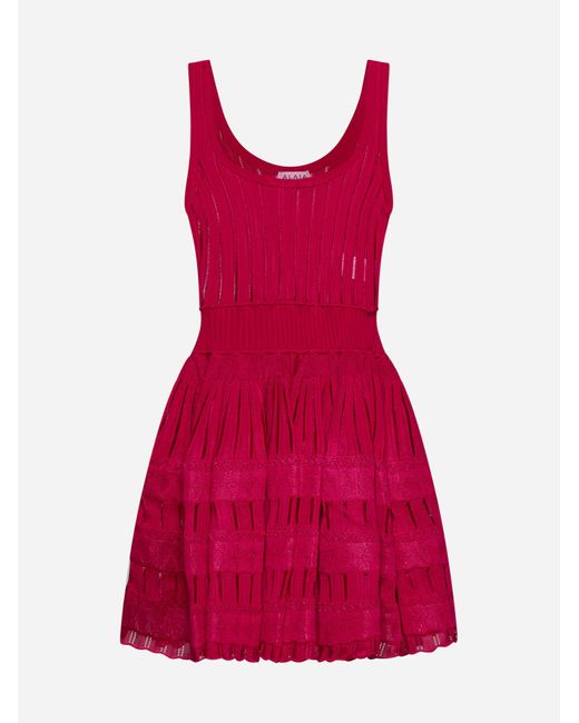Alaïa Red Crinoline Knit Mini Dress
