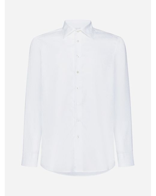 Etro White Paisley Print Cotton Shirt for men