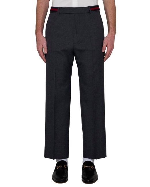 Gucci Blue Wool-Blend Trousers for men