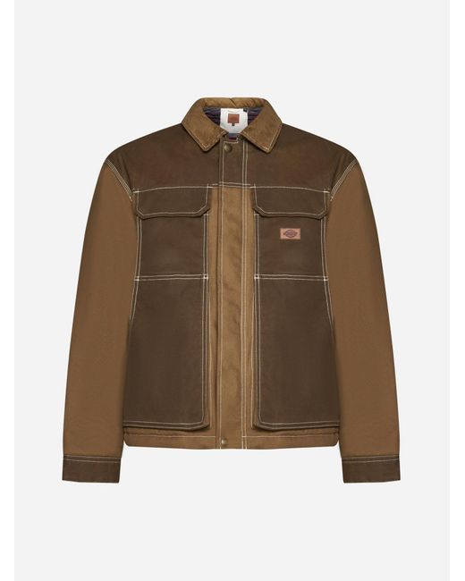Dickies Brown Lucas Waxed Cotton Padded Jacket for men
