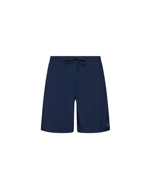 Fendi Blue Dark Nylon Embroidered Swim Shorts for men
