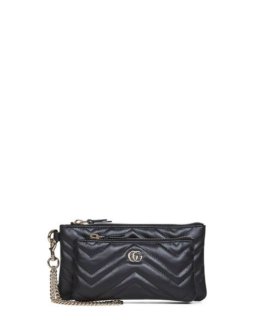 Gucci Gray Gg Marmont Small Pouch With Chain