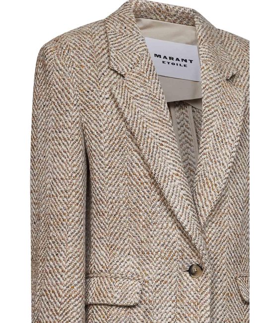 Isabel Marant Gray Herringbone Wool Blend Parly Single-Breasted Blazer