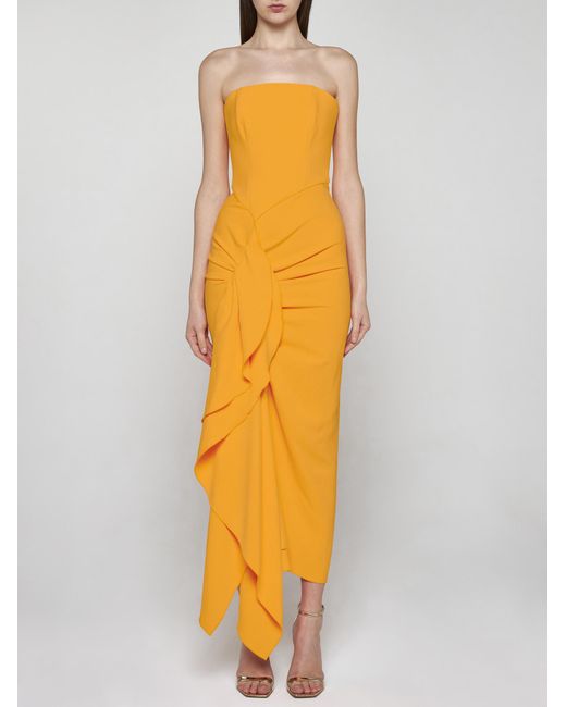 Solace London Orange Thalia Midi Dress