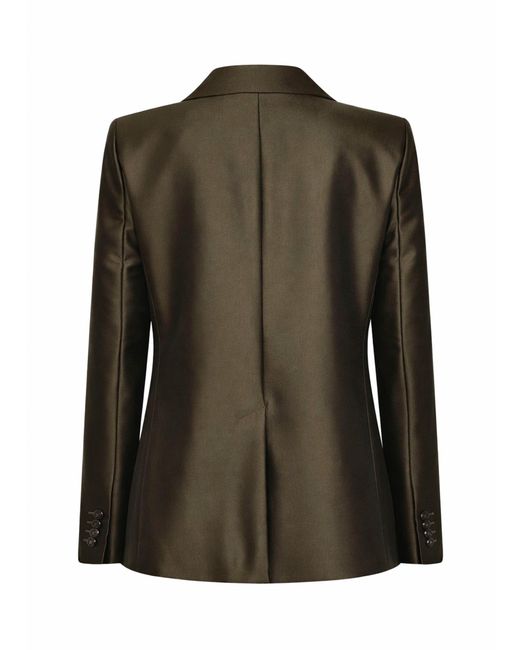 Max Mara Green Khaki Silk Blend Shantung Mstpeccati Blazer