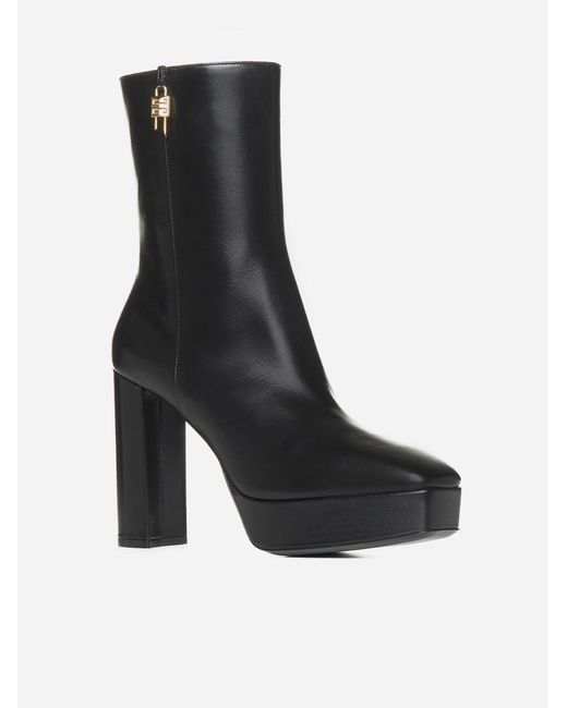 Givenchy Black G-lock Padlock-embellished Leather Heeled Ankle Boots