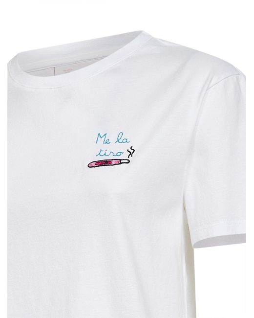Mc2 Saint Barth White Cotton Jersey Emilie Embroidered T-Shirt