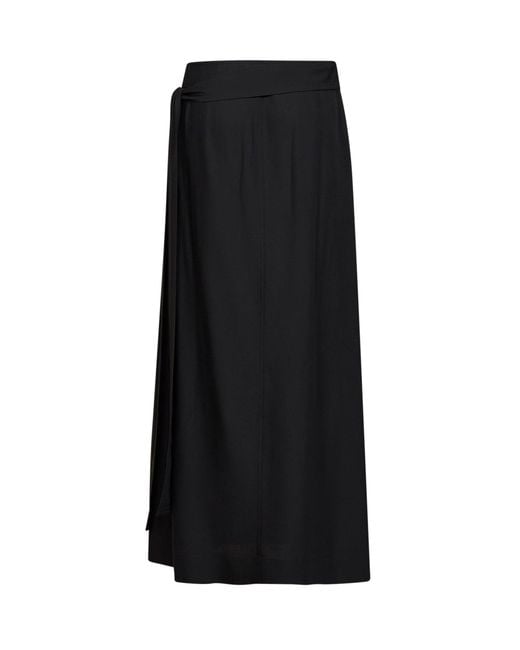 Studio Nicholson Black Twill Mile Wrap-Effect Maxi Skirt