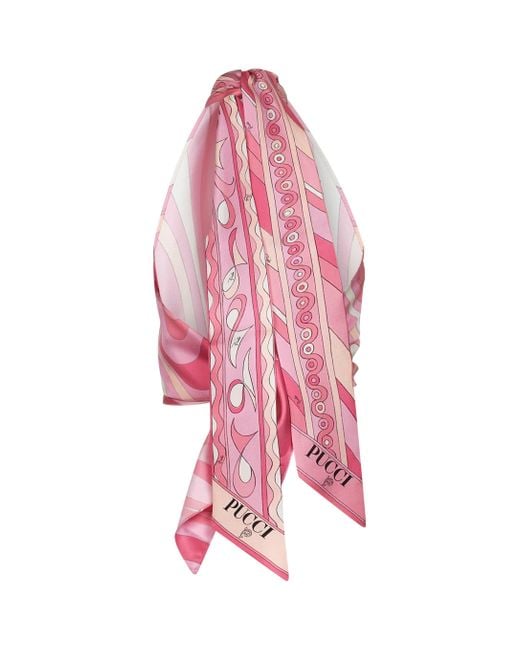 Emilio Pucci Pink Marmo Print Silk Twill Top