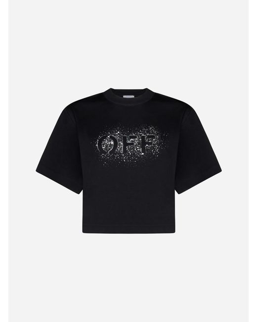 Off-White c/o Virgil Abloh Black Off Stencil Cotton Cropped T-shirt