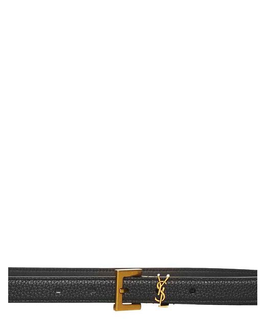 Saint Laurent White Ysl Leather Belt for men