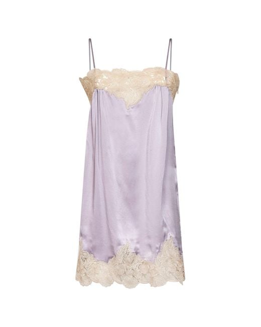 Chloé Purple Washed Silk Satin Thin-Strap Mini Dress