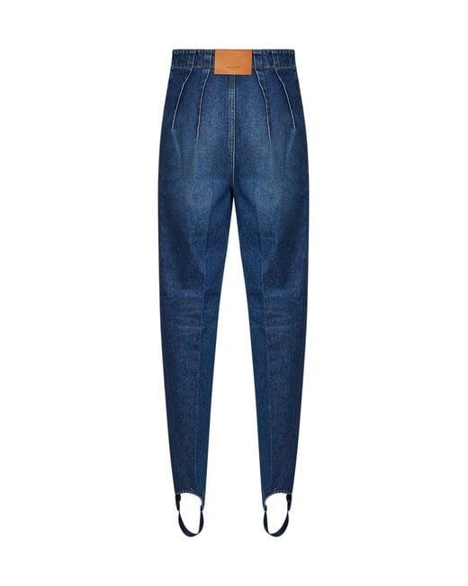 Mugler Blue Denim Cigarette Jeans With Stirrups