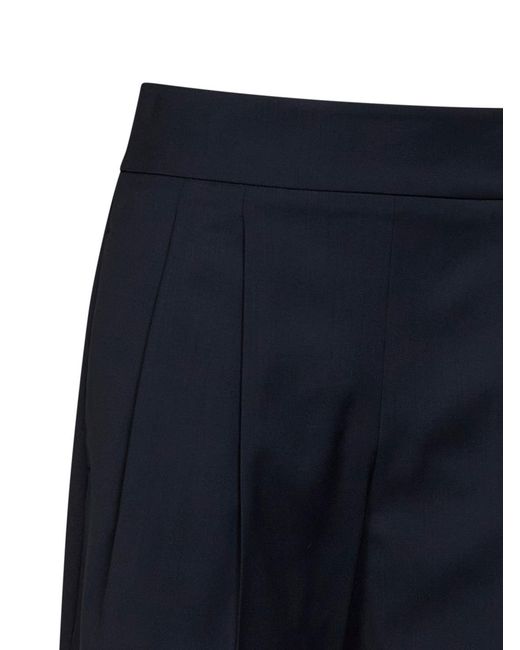 Max Mara Blue Lightweight Wool Canvas Mxmsalute Shorts