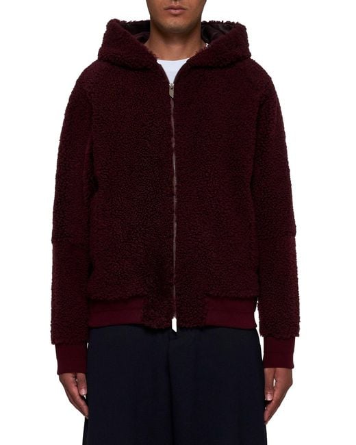 Salvatore Santoro Red Shearling And Leather Reversible Jacket for men