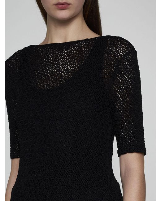 Totême  Black Crochet Knit T-shirt