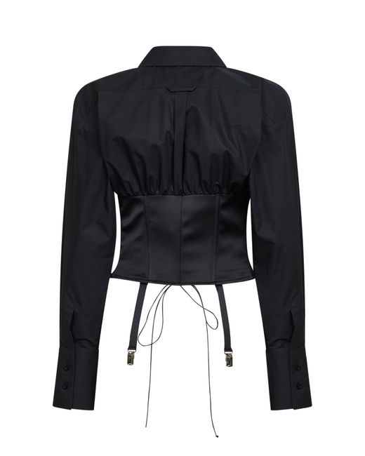 GIUSEPPE DI MORABITO Blue Cotton Poplin Bustier Shirt