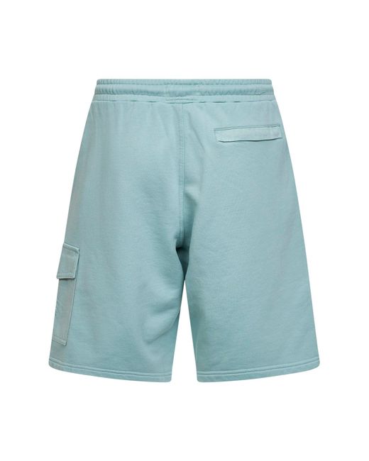 Mc2 Saint Barth Blue Sage Cotton Fleece Argo Cargo Bermuda Shorts for men