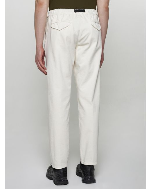 White Sand White Belted Cotton Trousers for men