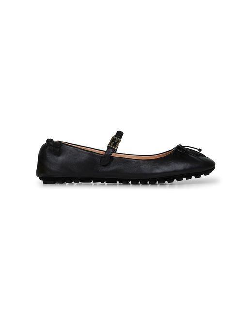 Fendi Black Nappa Leather Baguette Ballet Flats