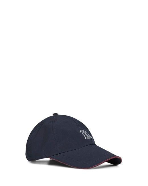 Brunello Cucinelli Blue Nylon Logo Baseball Cap for men
