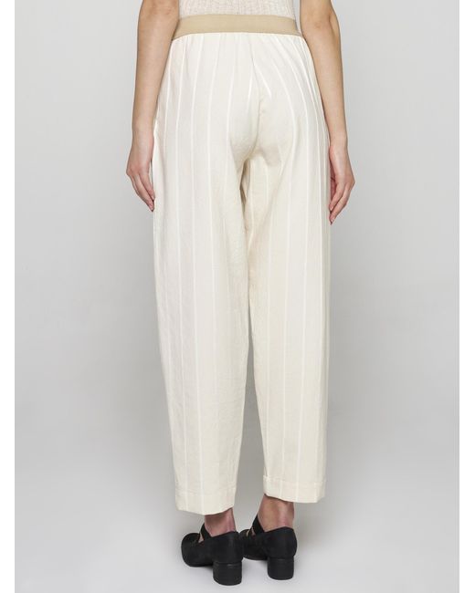Uma Wang White Palmer Pinstripe Cotton-blend Trousers