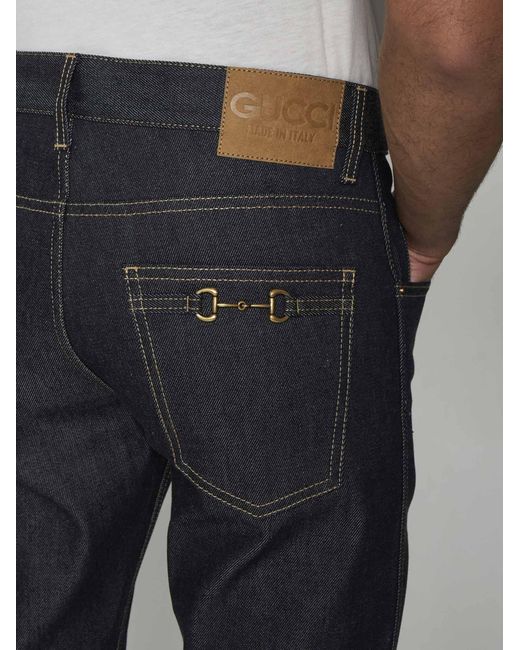 Gucci Blue Back Horsebit Jeans for men