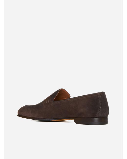 Doucal's Brown Adler Suede Loafers for men