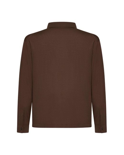 D 40 Brown Virgin Wool Knit Shirt for men