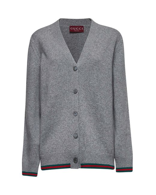 Gucci Gray Wool And Cashmere Web Cardigan