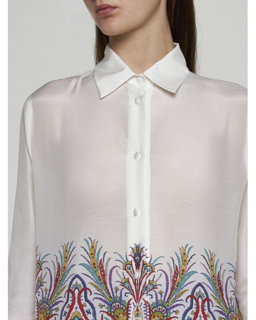 Etro White Paisley Print Cotton-blend Shirt