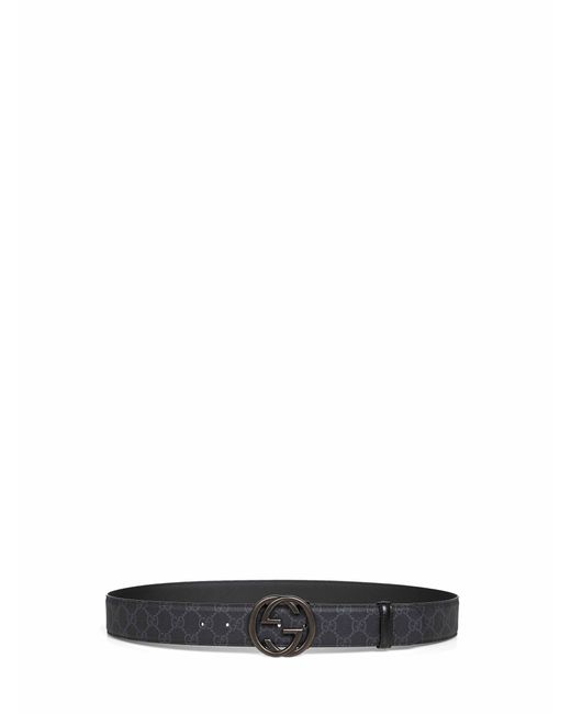 Gucci White Gg Supreme Canvas Belt With Interlocking G Buckle for men