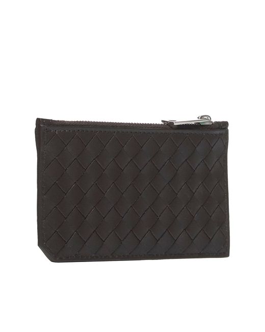 Bottega Veneta Black Intrecciato Piccolo Leather Zip Card Case for men