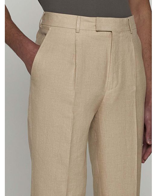Zegna Natural Wool And Linen Trousers for men