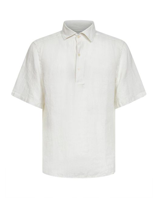 Mc2 Saint Barth White Polo Shirt Raphael Linen for men