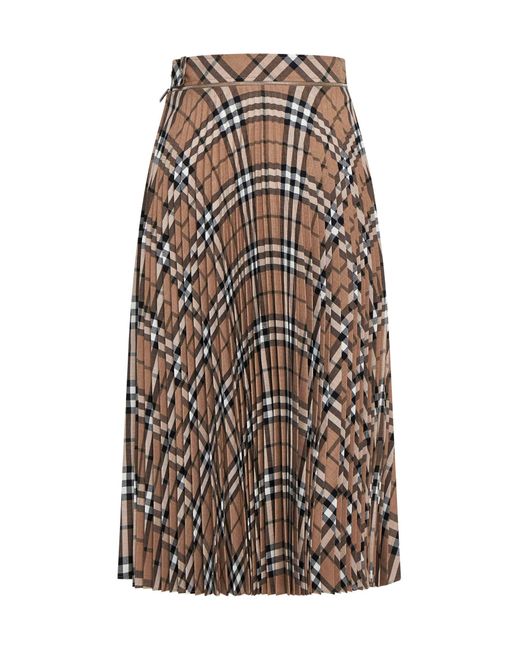 Burberry Multicolor Linden Check Wool Blend Pleated Skirt