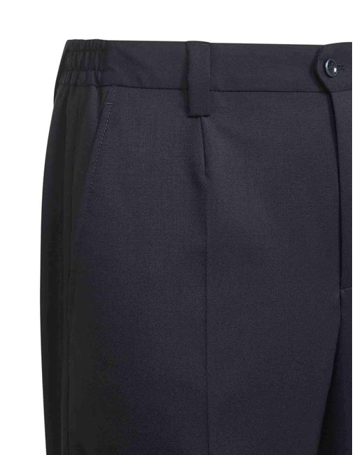 D 40 Blue Wool Blend Twill Portofino Trousers for men