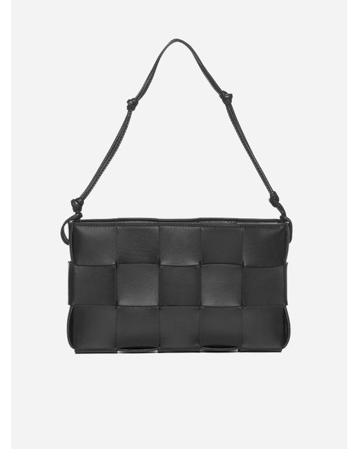 Bottega Veneta Black Mini Cassette Intrecciato Leather Shoulder Bag