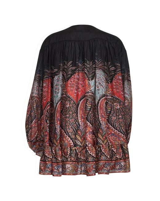 Zimmermann Red Paisley Habotai Silk Rhiannon Blouse