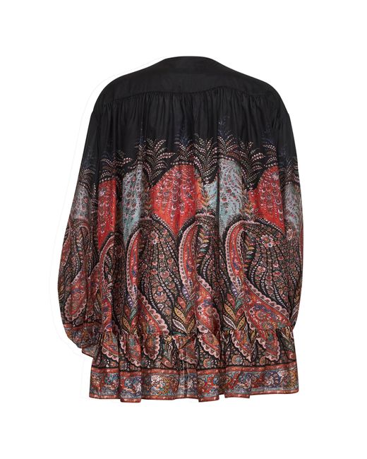 Zimmermann Red Paisley Habotai Silk Rhiannon Blouse