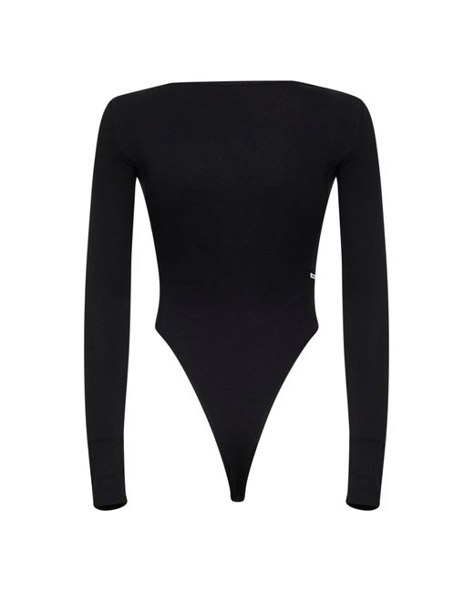 DIESEL Black Ribbed Jersey T-Bodyn Bodysuit
