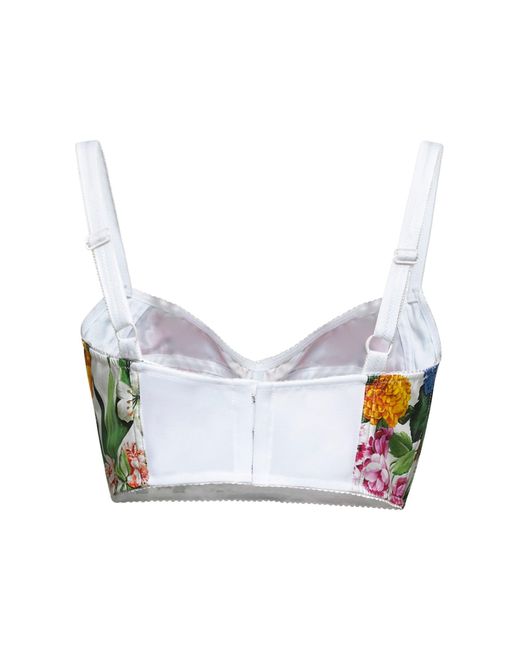 Dolce & Gabbana Red Floral Print Stretch Bralette Top