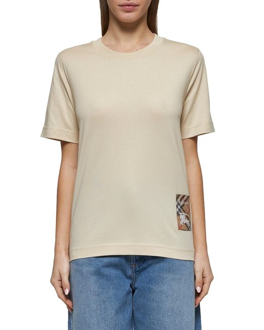 Burberry White Cream Cotton T-Shirt